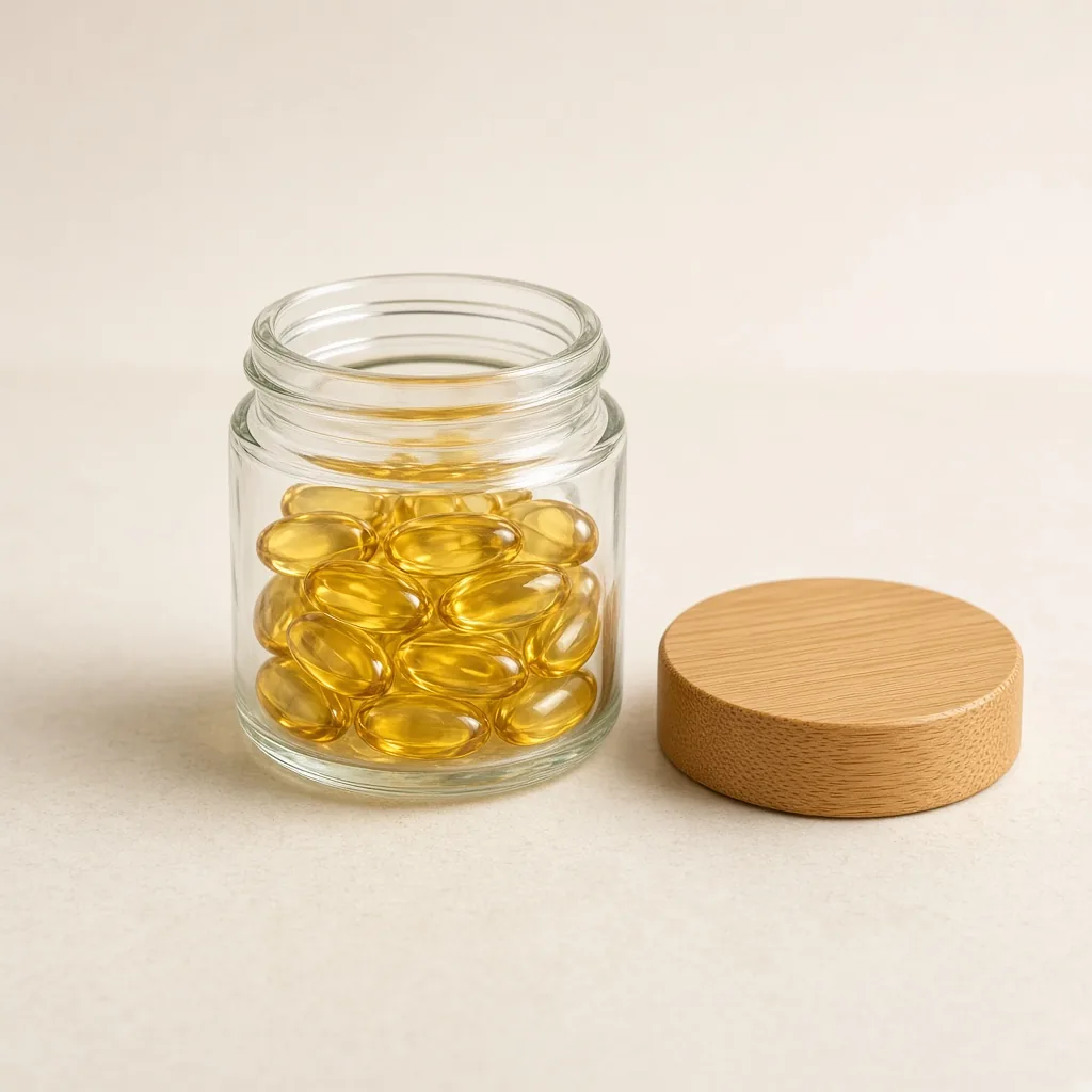 Glass jar with a bamboo lid